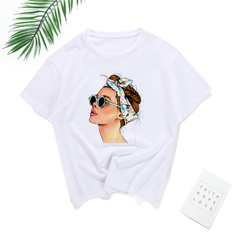CDJLFH Новинка: модная футболка для девочек Красивые женские с принтом короткий