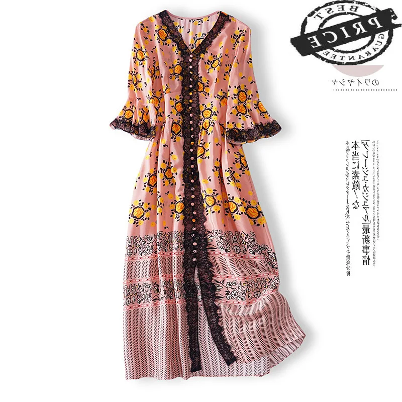 Женское летнее платье в винтажном стиле 100% натурального шелка весенняя одежда 2021