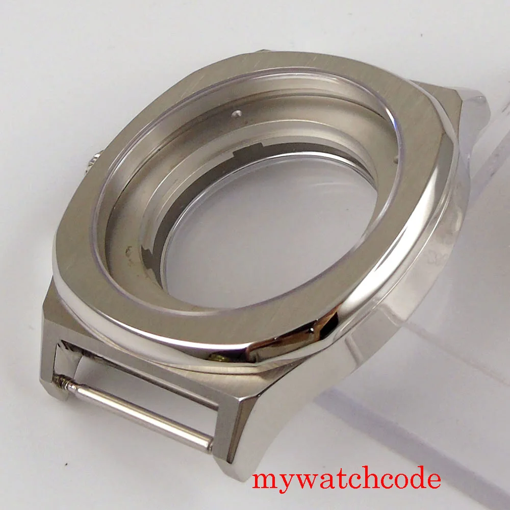 PARNIS 44 мм автоматический мужской квадратный футляр для часов серебристого цвета