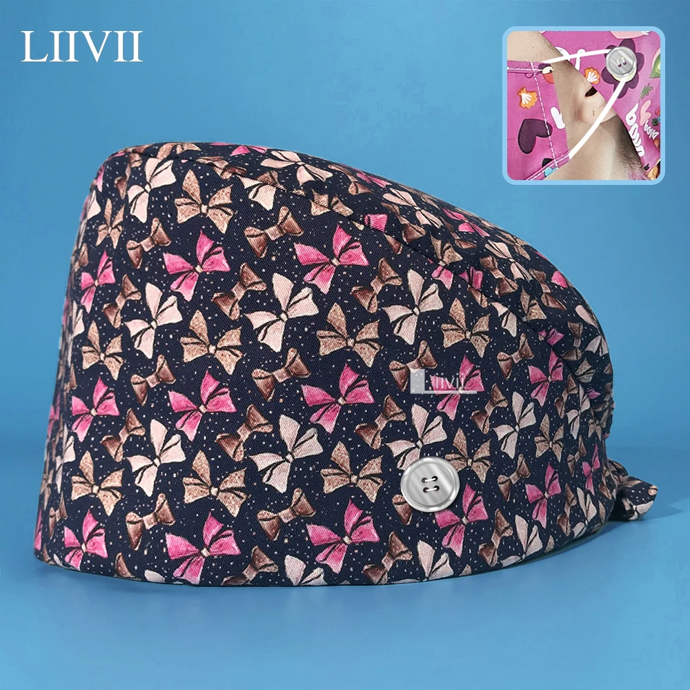 

High Quality Printing Scrubs Cap Pet Veterinary Pharmacist Work Cap Medical Dental Clinic Nursing Cap Doctor Medical Accessories