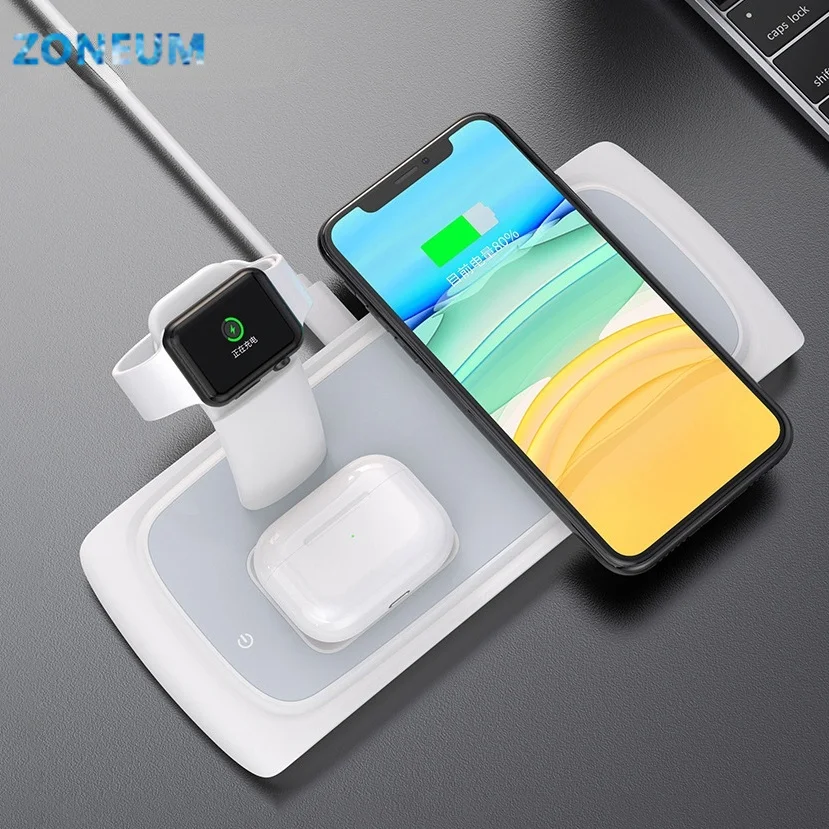

ZONEUM для iPhone, Xiaomi, Samsung 3 в 1 Беспроводное зарядное устройство apple зарядное устройство Беспроводная зарядная площадка