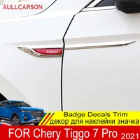 6pcs stainless car side fender knife stickers emblem badge decals trim styling rline for chery tiggo 7 pro 2020 2021