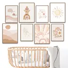 Постер с абстрактным солнцем, луной, звездами, радужным маяком, в стиле бохо, для мамы