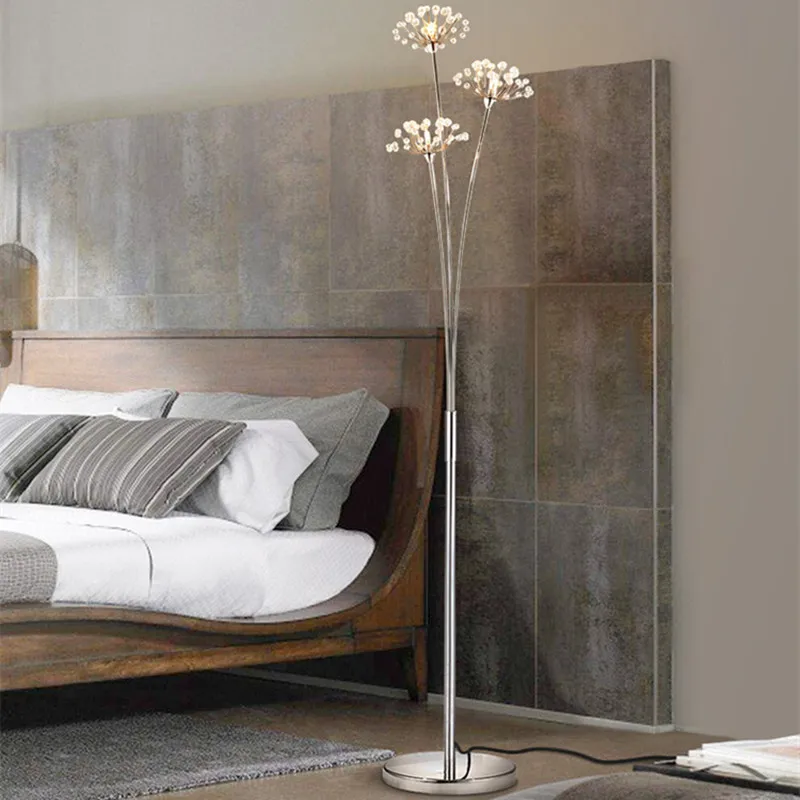 

Modern crystal floor lamp Creative Dandelion Lamps Fashion led design light Bedroom Living Room Study Decoration art floor lamps