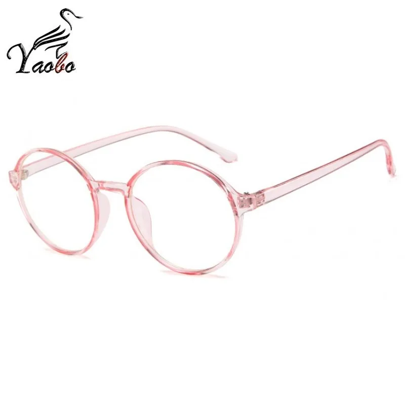 pink Круглые Женские очки, известный бренд, прозрачные компьютерные очки, оправа, черные очки, женские очки, ботаник, близорукость, прозрачные очки - Цвет оправы: pink