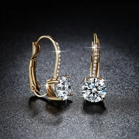 exquisite shining crystal gold plated earring fashion luxury lady circular cutting rhinestone earring wedding jewelry for women
