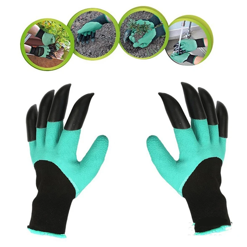 

8 Hand Claw ABS Plastic Garden Rubber Gloves Gardening Digging Planting Durable Waterproof Work Glove Outdoor Gadgets