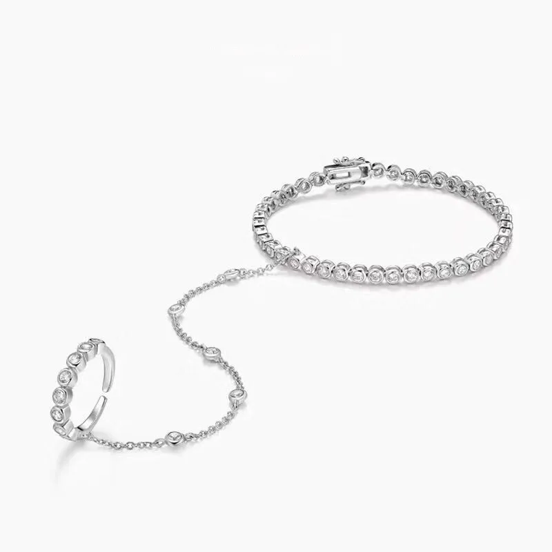 Монако 925 стерлингового серебра браслет связанных палец кольцо AAA циркон обувь с