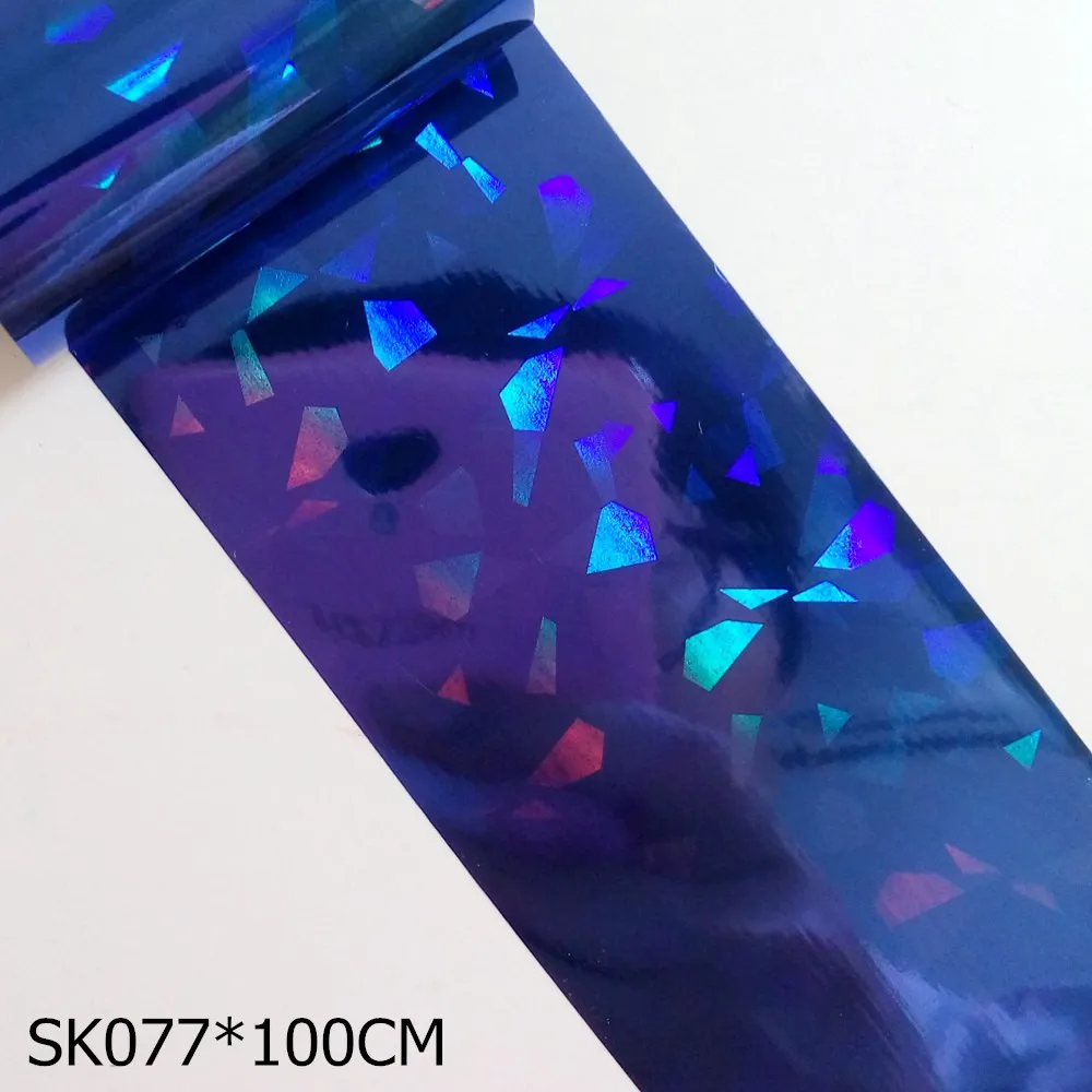 SK077 100*4 см стикер для ногтей s голографическая наклейка разбитое стекло переводная Фольга для дизайна ногтей женские советы для дизайна ногтей - Цвет: SK077