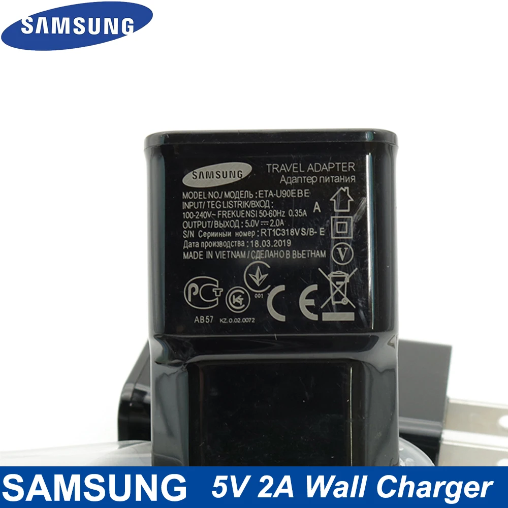 Настенное зарядное устройство для Samsung 5 В 2 А адаптер с вилкой Стандарта ЕС кабель