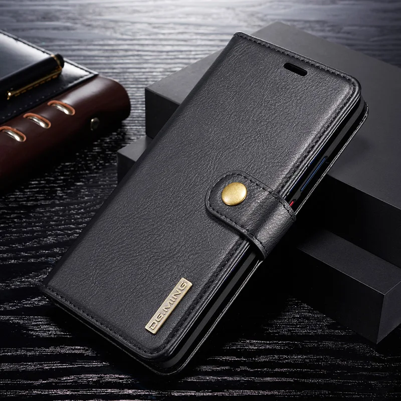 Винтажный съемный чехол-кошелек из натуральной кожи для huawei mate 20 P30 Pro P20 mate 30 mate 30 Pro P30 Lite с подставкой и отделением для карт - Цвет: Черный