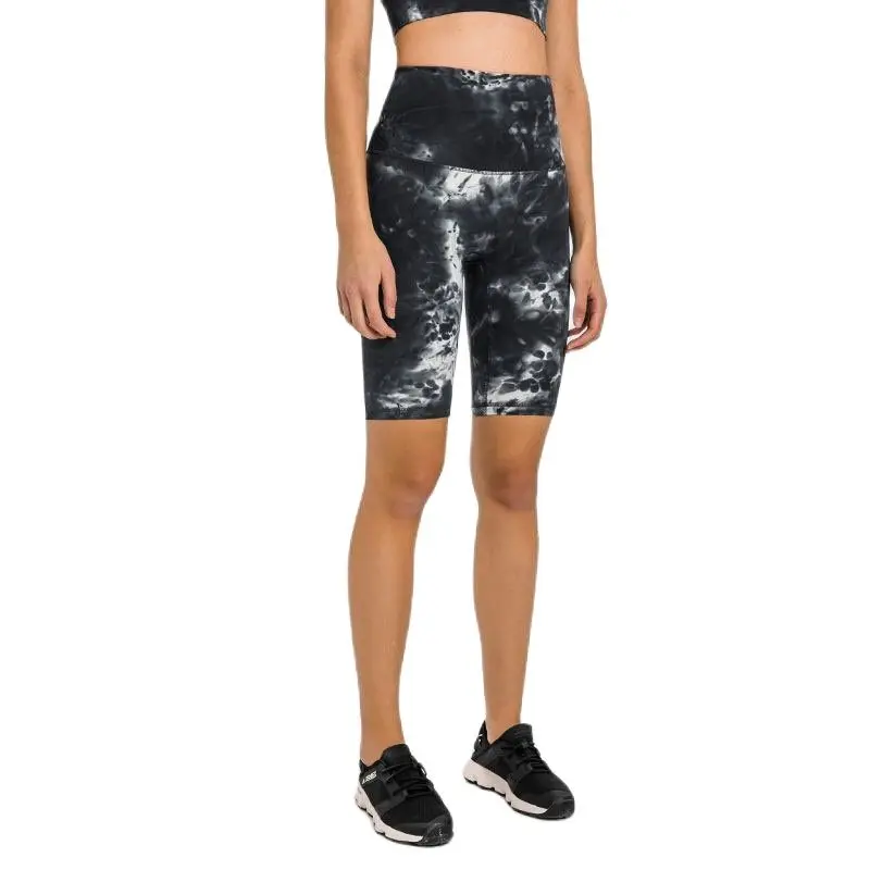 

Женские спортивные шорты с завышенной талией с принтом, эластичные облегающие леггинсы без переднего шва для фитнеса, спортивные штаны для ...