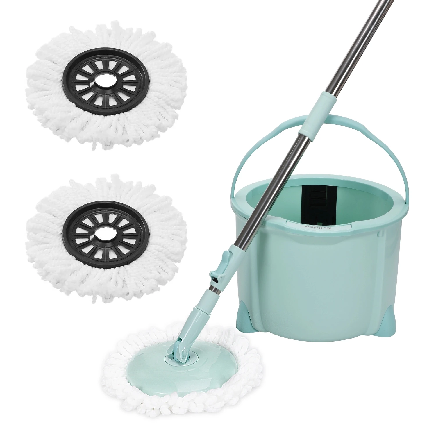 Eyliden Rotating Spinning Mop 360 Degree Microfiber with Bucket 2 Microfibre Heads and Adjustable Handle for Home Cleaning