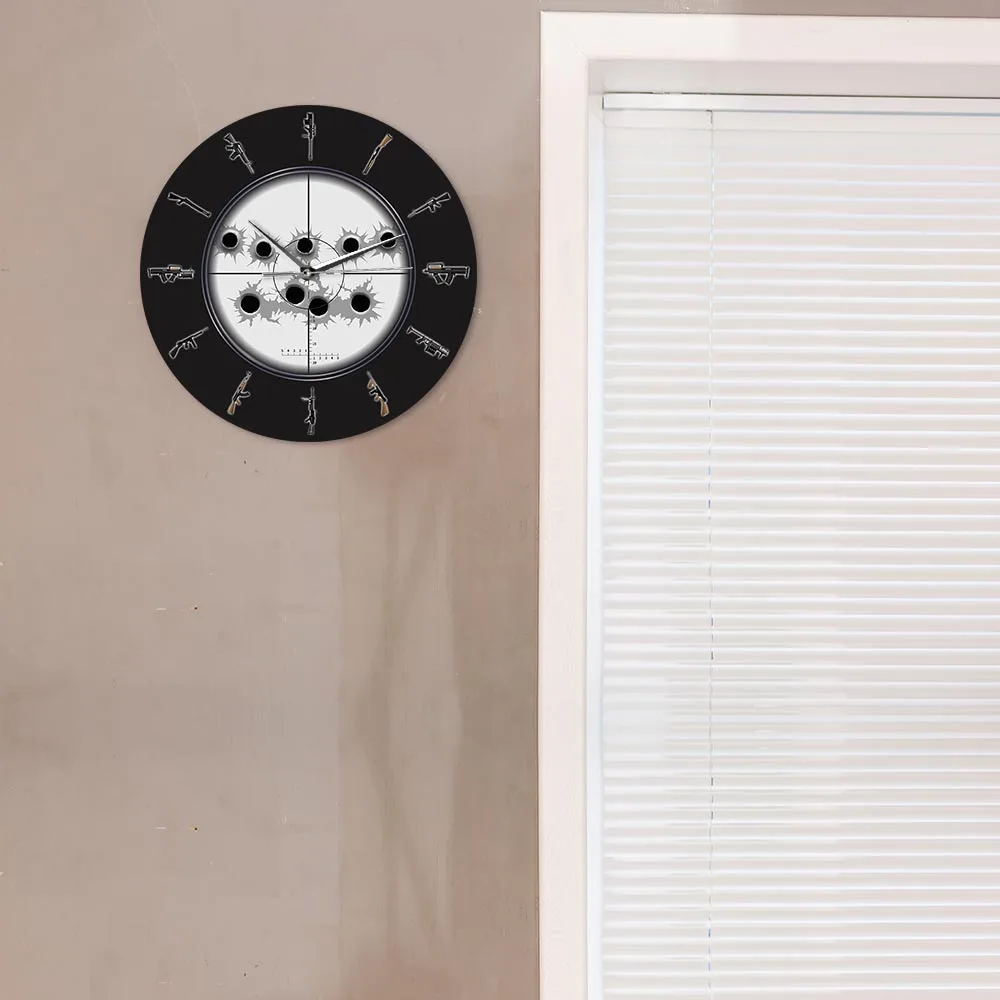 Современные настенные часы разные виды оружия мужская пещера армейский