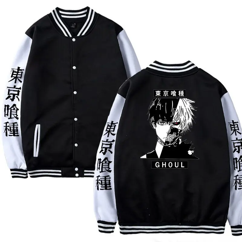 

Anime Tokyo Ghoul Kaneki Ken Jacket Baseball Anime Coat Uniform Men Long Sleeve Casual Streewear Harajuku Bomber Unisex Jackets