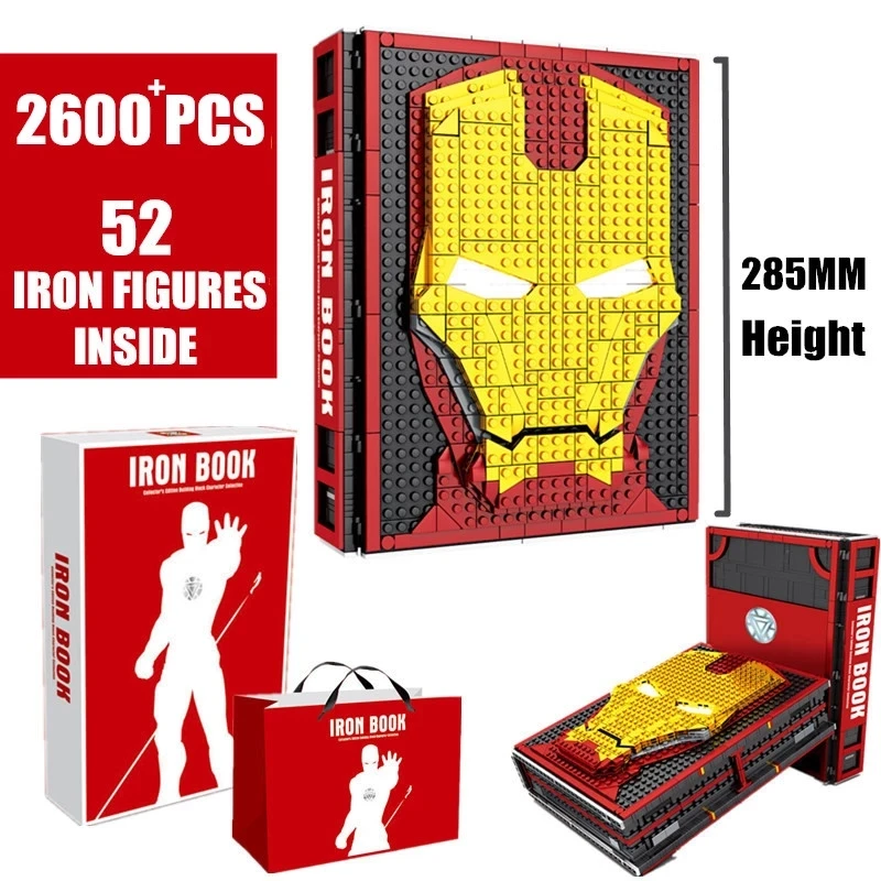 New 2600PCS 52 Mini Dolls Marvel Avengers Ironman SpiderMan Heroes Display Book Ideas Figures Building Blocks Bricks Toys Gifts | Игрушки и