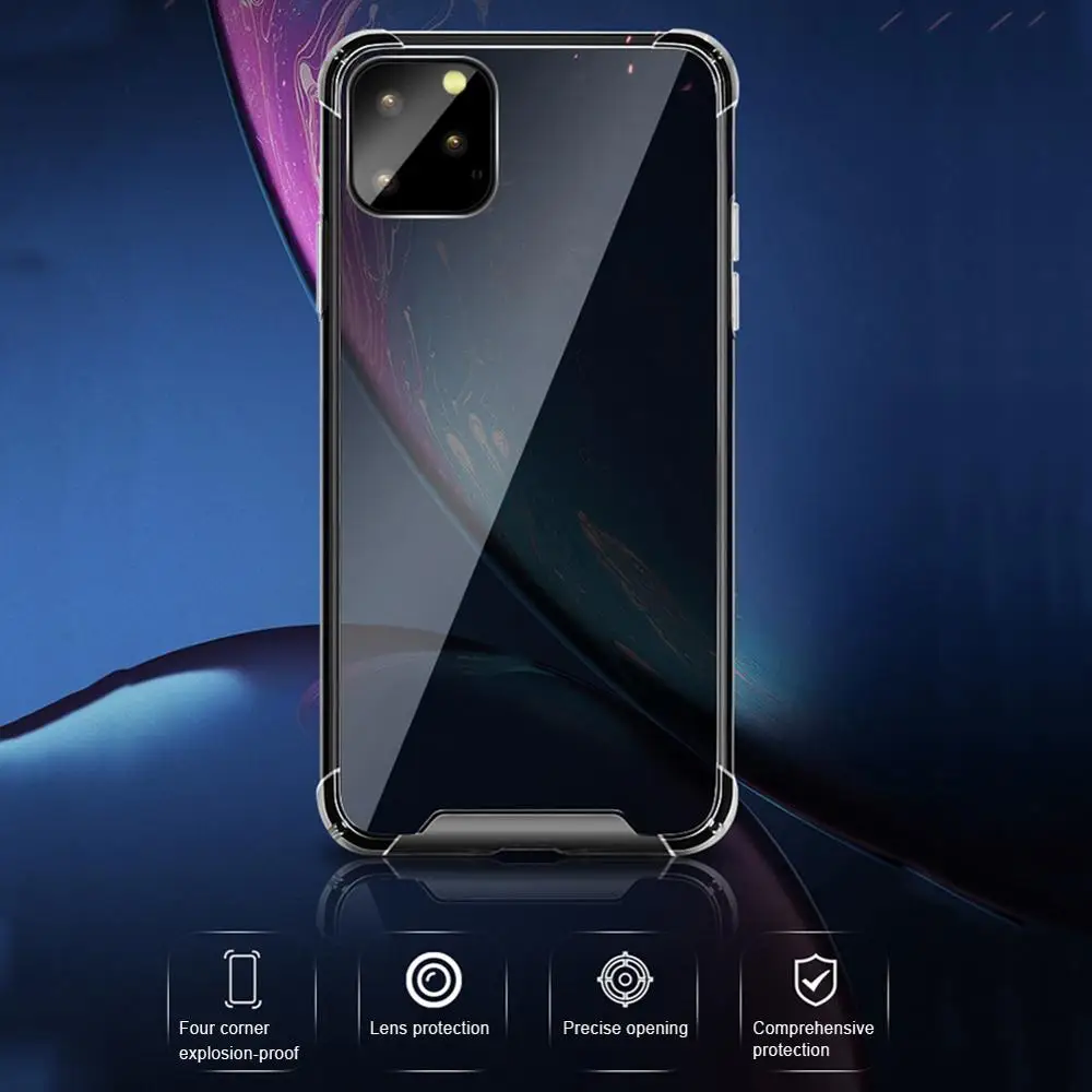 Phone Case For 11 Pro Max Transparent Crash-resistant Protection Shockproof Soft TPU PC Protective Back Cover |