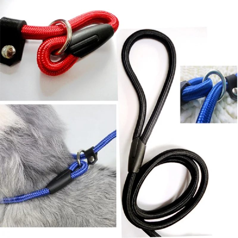 

0.6x130cm Useful Dogs Pet Collar Traction Rope Dog Supplies Harness Adjustable Woven Chain Leash Sturdy Solid Collars Leashes