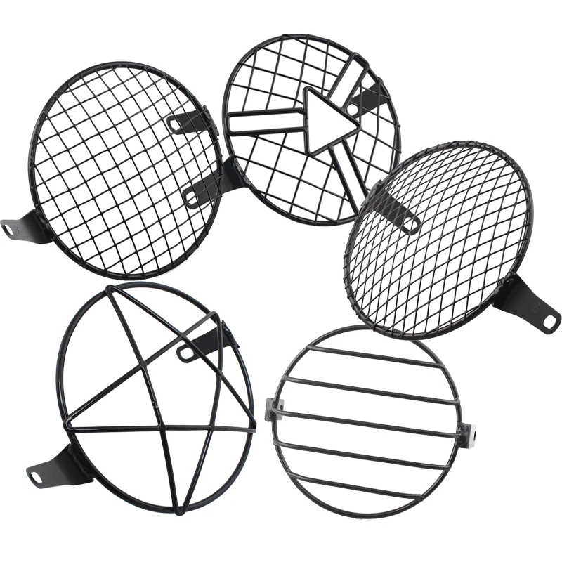 

Винтажный боковой налобный фонарь для мотоцикла, круглая накладка на гриль, маска, светодиодный налобный фонарь, протектор, ретро-светильни...