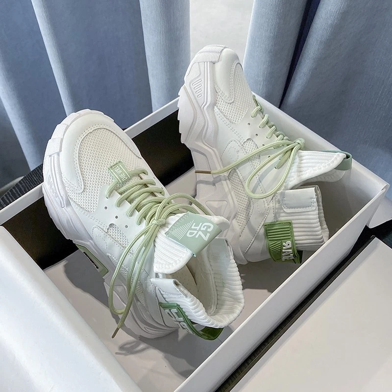 Женские ботильоны на платформе черные ботинки толстой подошве со шнуровкой 5 см