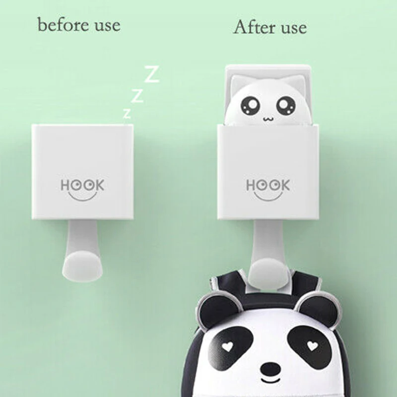 

Living Room Plastic Adhesive Hook Bathroom Wall Sticky Holder Racks Cartoon Cat Key Hat Scarf Handbag Decorative Hanging Hooks