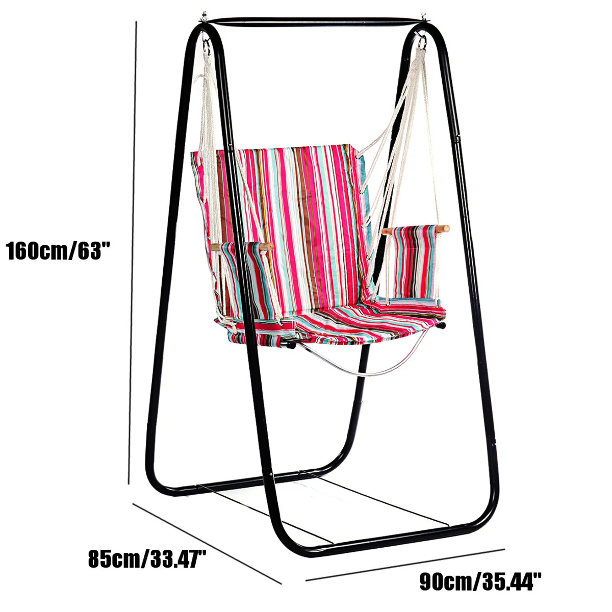 

Nordic Style Hanging Hammock Swing Oxford Cloth Chair Steel Stand Indoor Outdoor Furniture Patio Garden Hammocks Load 100 KG