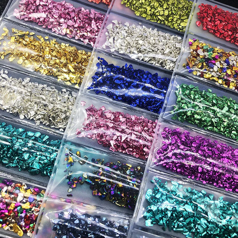 Смола наполнитель сломанной Стекло камни комплект УФ эпоксидной R ремесел Nail Art
