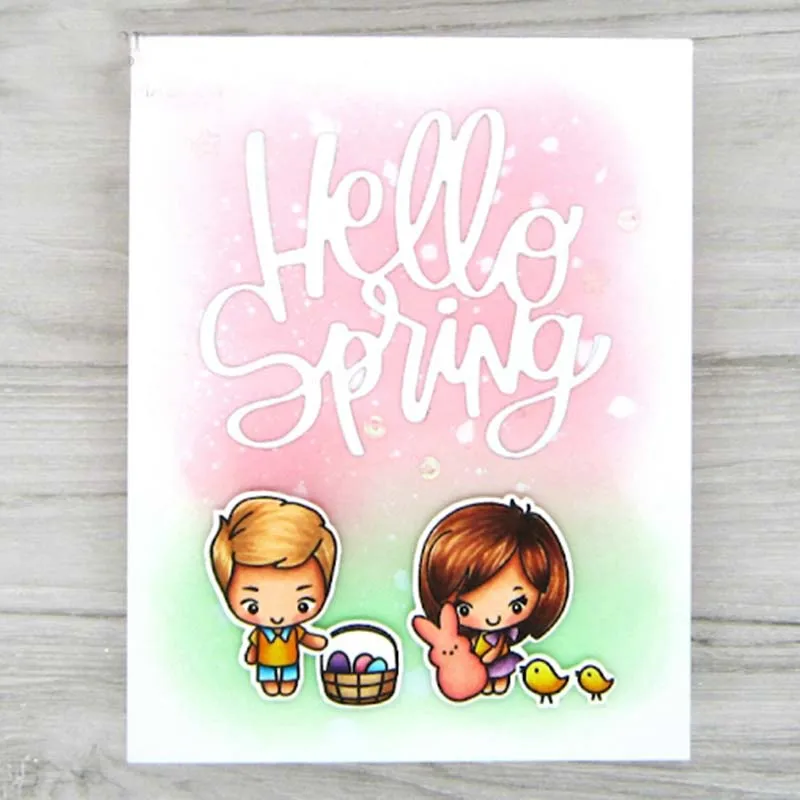 Металлические штампы с буквами Hello spring штампованные для украшения скрапбукинга