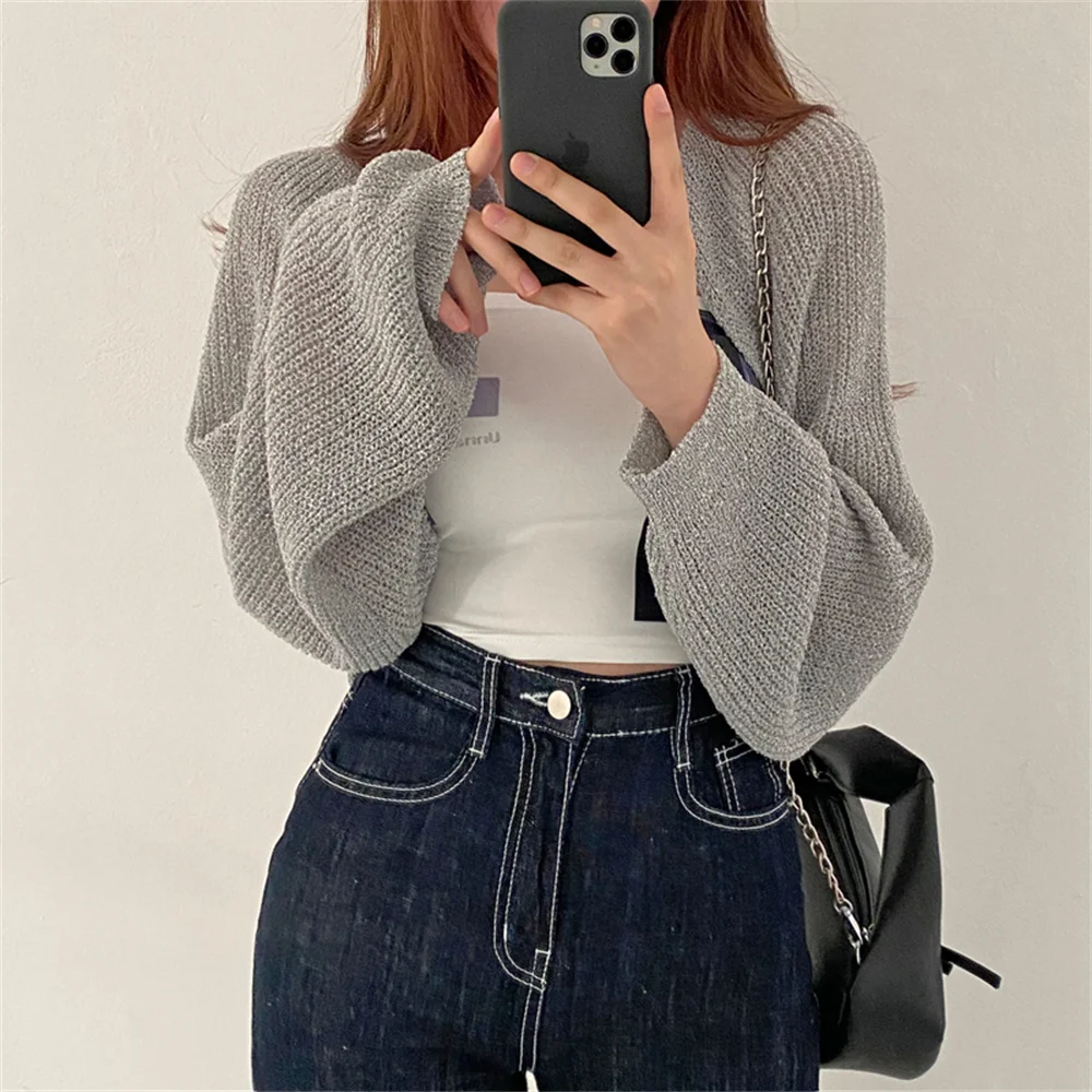 

alien Kitty Sexy Knitwear New Shawl Sweaters Cardigans Chic Women Loose 2021 autumn all Match OL Casual Fashion Hot Femme Tops
