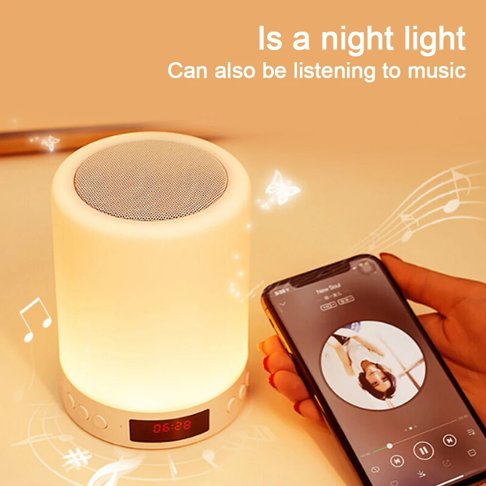 

Портативный беспроводной Bluetooth-Динамик S66, мини-плеер с сенсорным управлением, цветной светодиодный ночсветильник, прикроватная настольная...