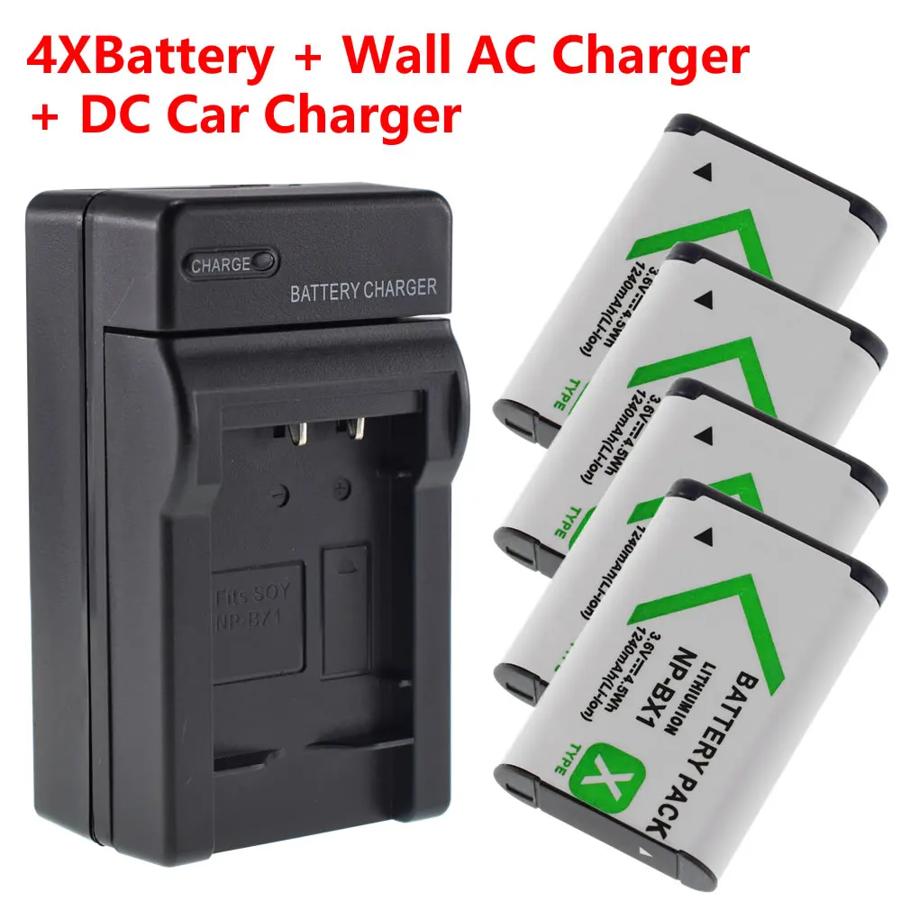 4x NP-BX1 Battery + Home&ampCar for SONY RX100 RX1 X TYPE HDR-AS100 AS15 AS10 | Электроника