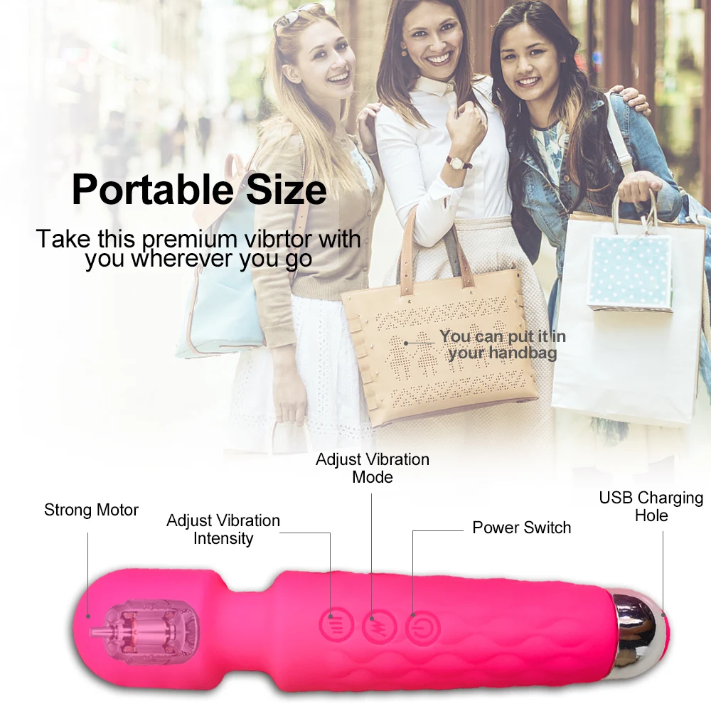 Мощный вибратор для женщин 20 скоростей AV точки G Волшебная палочка массажер