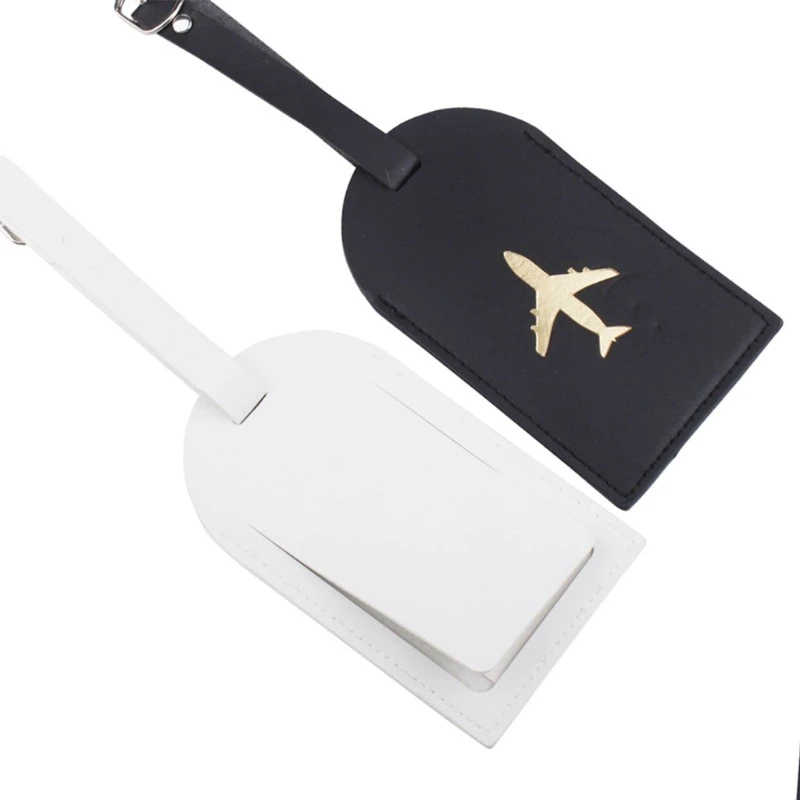 Кожаная бирка для багажа черный/белый стильный одноразмерный с бронзовым узором