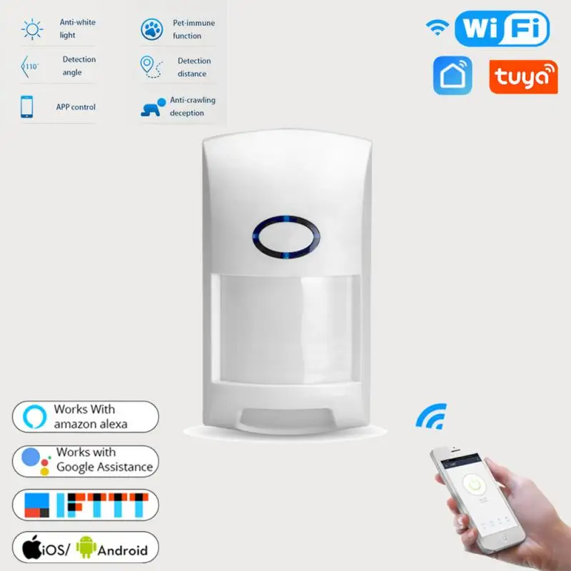 

Tuya Smart WiFi Infrared Detectors Motion Sensor PIR Alarm Compatible Tuya Smart Life APP Alexa Google Home Smart Home