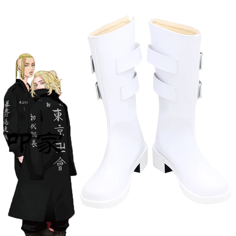 

Tokyo Revengers Cosplay Shoes Anime Role Play White High Boots Custom Made For Men Women Halloween Carnival Party