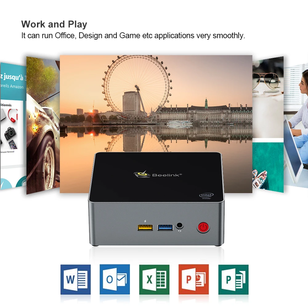 Beelink J34 win 10 Мини ПК intel J3455 2,3 ГГц 8 Гб DDR3 256 ГБ SSD windows 10 компьютер linux NUC ubuntu настольные компьютеры