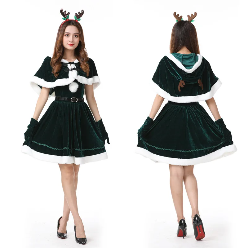 Элегантный женский и сексуальный костюм для косплея красный Рождественский