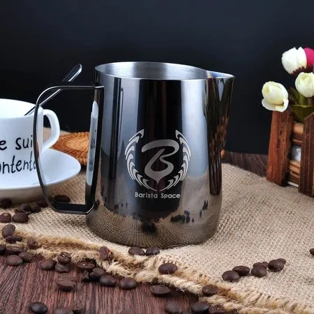 

Barista Space Light Black Steel Milk Pot Pitcher 600 ml.