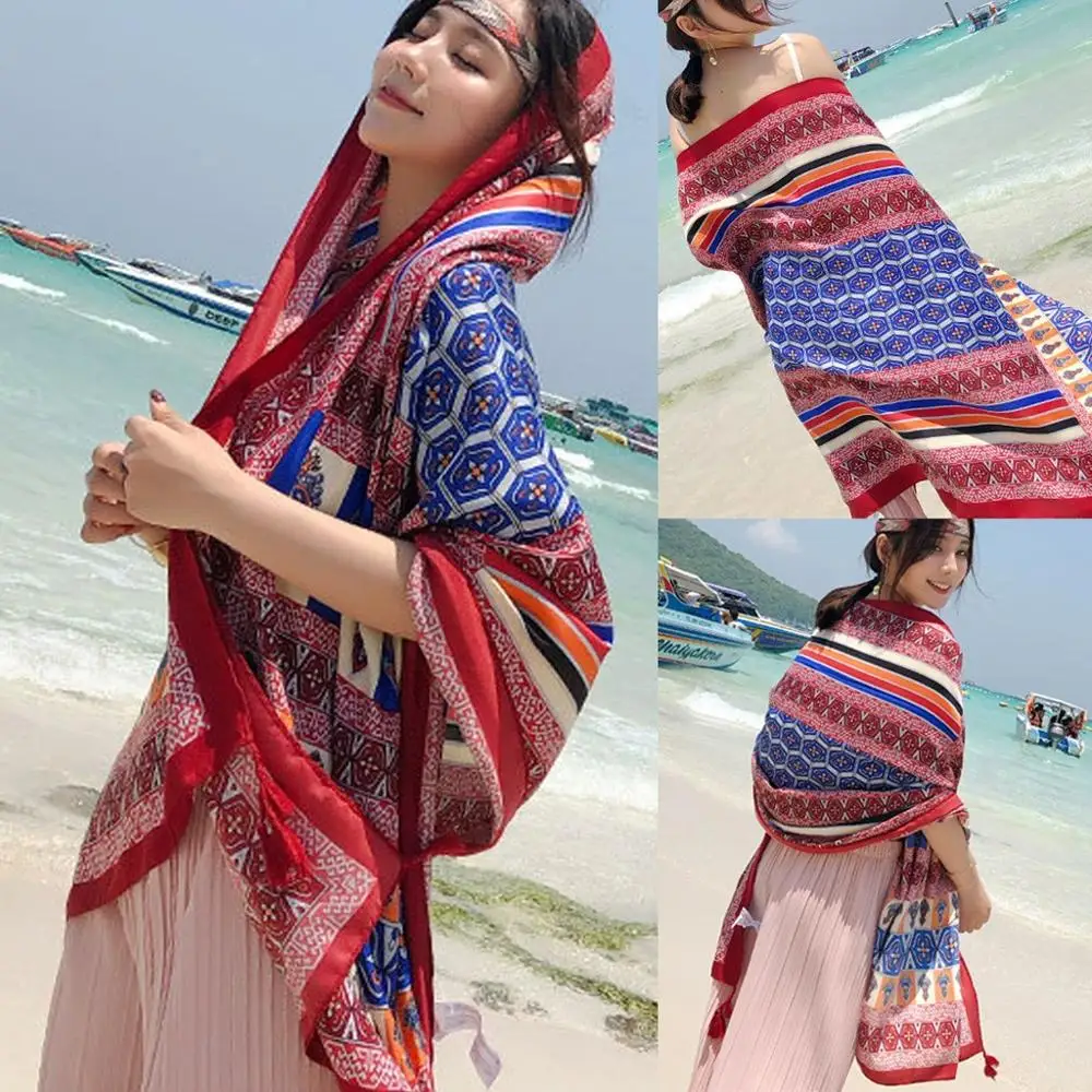 Модный 2020 для женщин шарф Павлин перо печати Шелковый защиты от солнца пляжное