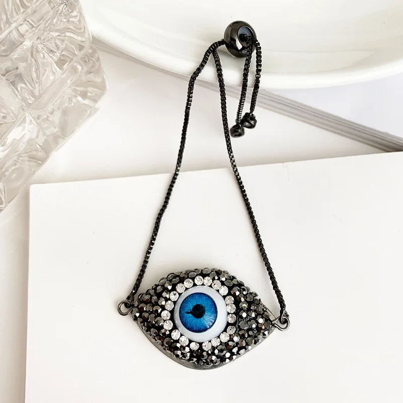 Золотой браслет Evil Eye для женщин CZ Радуга турецкий черный медь инкрустация циркон браслет из голубых кристаллов девушки ожерелье от сглаза