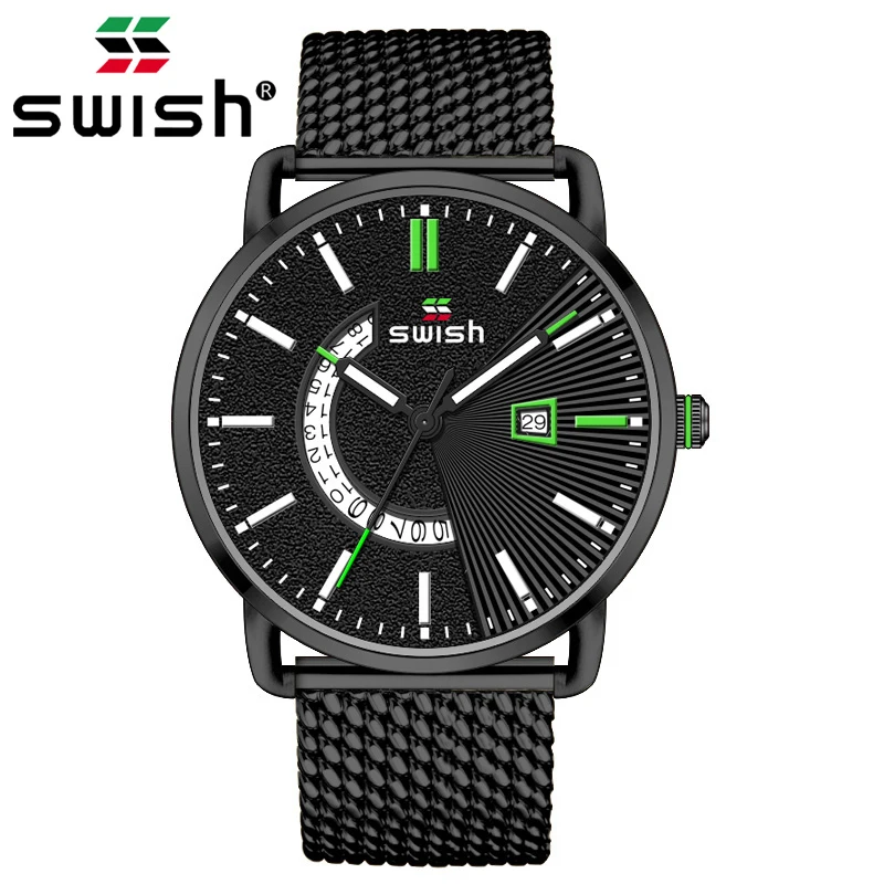 Часы наручные SWISH Мужские кварцевые спортивные модные брендовые Роскошные