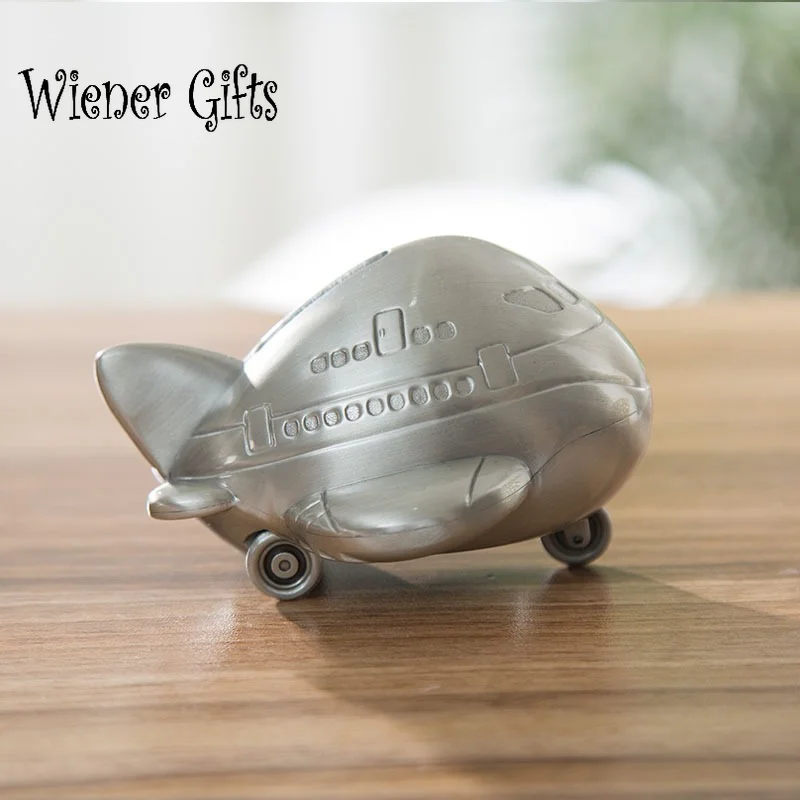 

New Metal Air Plane Shape Piggy Bank Coin Bank Savings Money Box Kids' Money Banks Gifts for Home Decor Birthday Saving Box