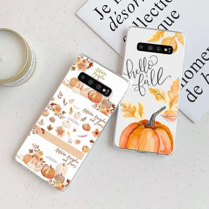 

Pumpkin happy autumn leaves Phone Case Transparent For Samsung Galaxy A S Note 9 11 10 51 50 71 70 80 20 21 30s ultra plus