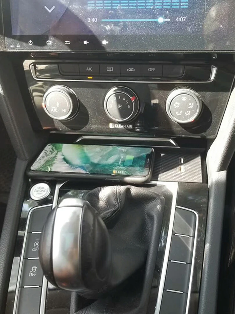 Для Volkswagen Passat B8 CC Arteon QI Беспроводное зарядное устройство для зарядки прикуривателя аксессуары для зарядки