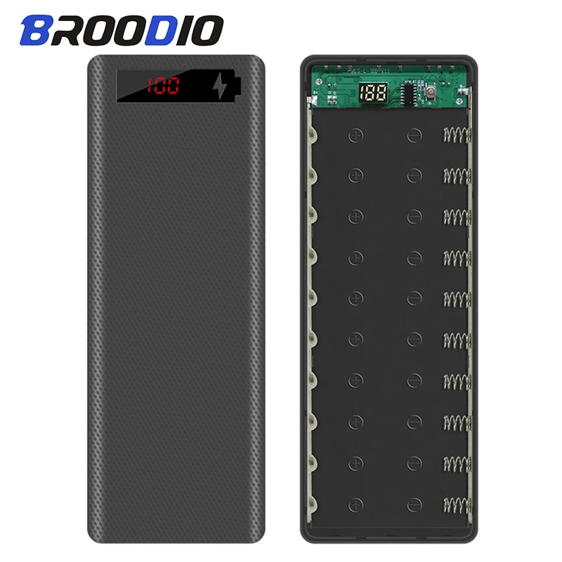 10*18650 чехол для внешнего аккумулятора Dual USB мобильный телефон зарядное устройство