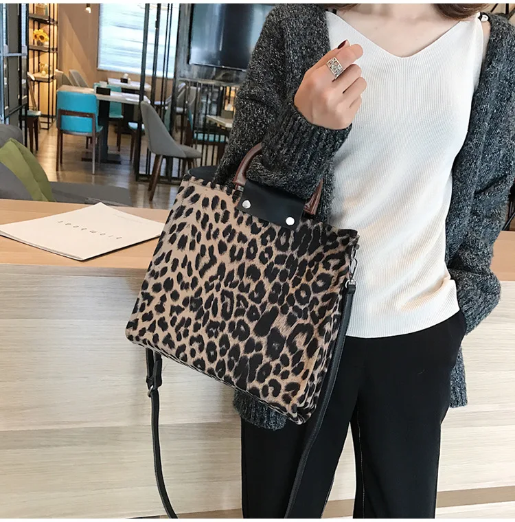 Сумка для покупок с леопардовым принтом Большая вместительная деревянная ручная