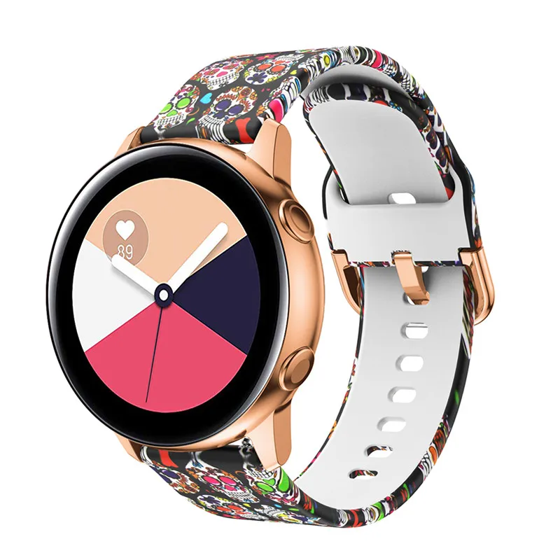 

Ремешок силиконовый для Samsung Galaxy watch active 2/42 мм Gear S2, спортивный браслет с принтом для Amazfit bip/gts/gtr 42 мм, 20 мм