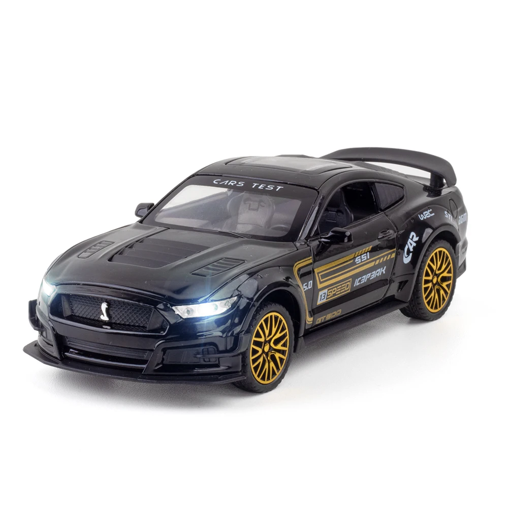 

1:32 Scale Diecast Vehicle Model Ford Mustang GT500 Super Pull Back Toy Car Educational Collection Doors Openable Gift For Kid