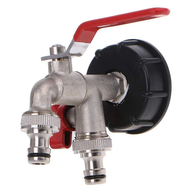 

New Double Tap 1000 Liter IBC Water Tank Connector Adapter Tap Replacement Rainwater Tank Adapter for Home Garden Water Connecto