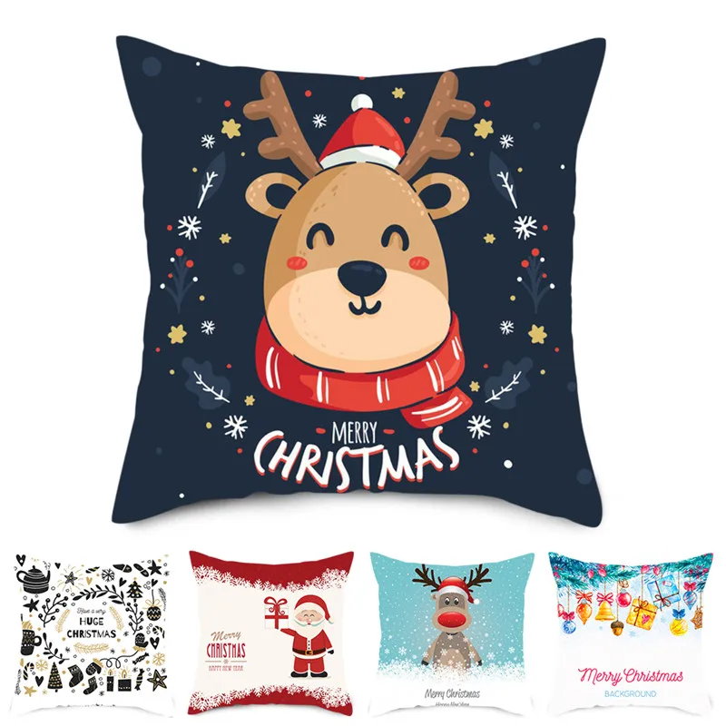 

TTLIFE Christmas Day Gift Cushion Covers Square Santa Claus Pillow Cases Home Decorative Sofa Throw Pillows Covers 45x45cm